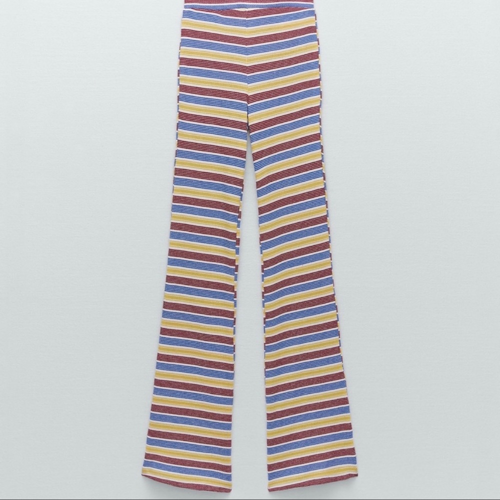 Zara Ribbed Flare Pull On Pants